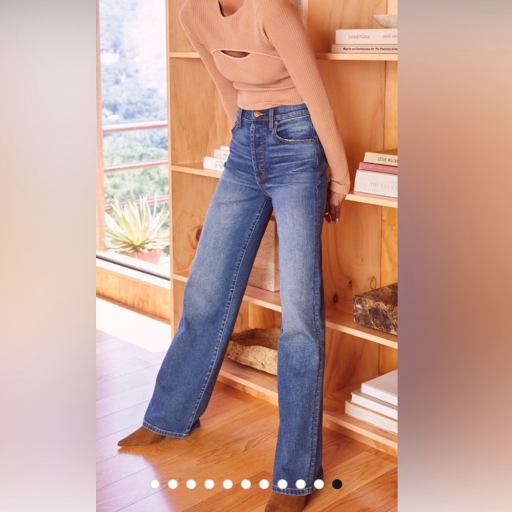 Evereve The Ever Trouser Jean Wide Leg Denim Button Fly Size 32